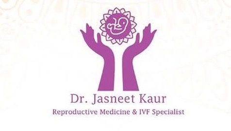 Dr. Jasneet Kaur brand logo — hands holding a sun-embryo motif