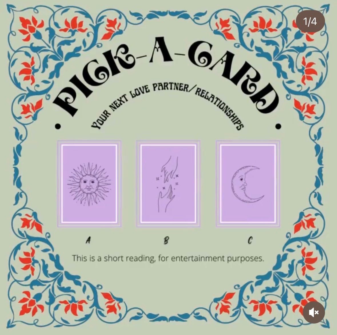 Pick-a-card interactive Instagram design for The Satori Way