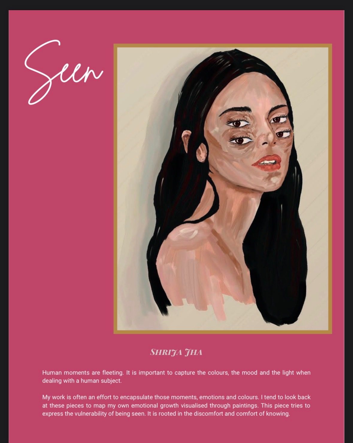 Seen — portrait painting featured in The Rational Creature magazine, New York